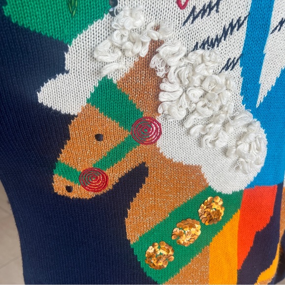 I.B. DIFFUSION SPORT CHRISTMAS SWEATER VINTAGE SEQUENCE RARE FIND WOMENS LARGE - Picture 8 of 16